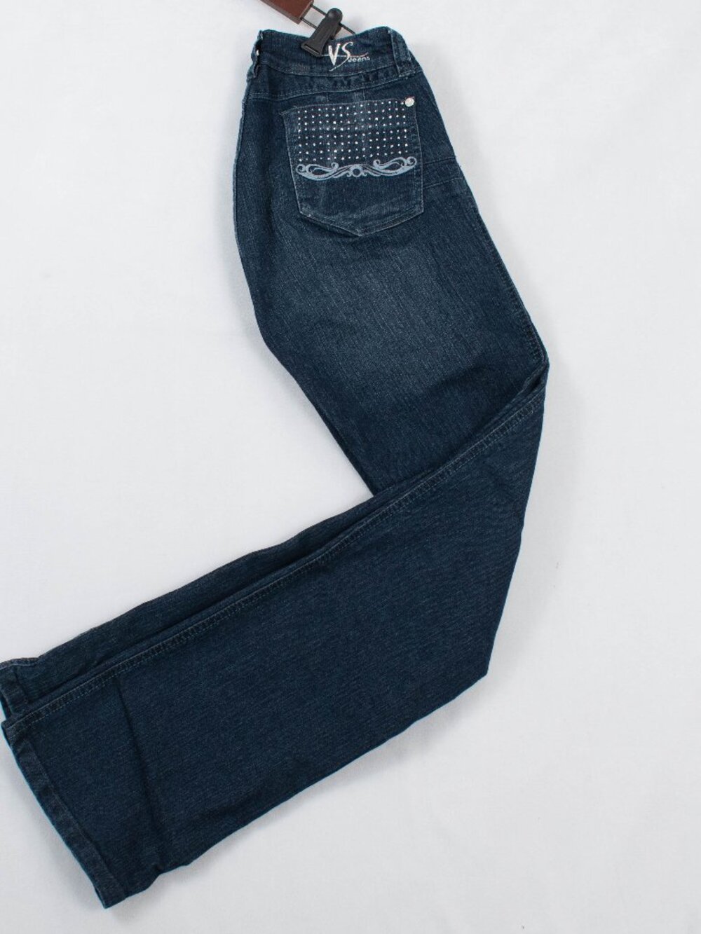 VS Rhinestone Denim Jeans Dark Blue Women's Size 8 Straight-Leg